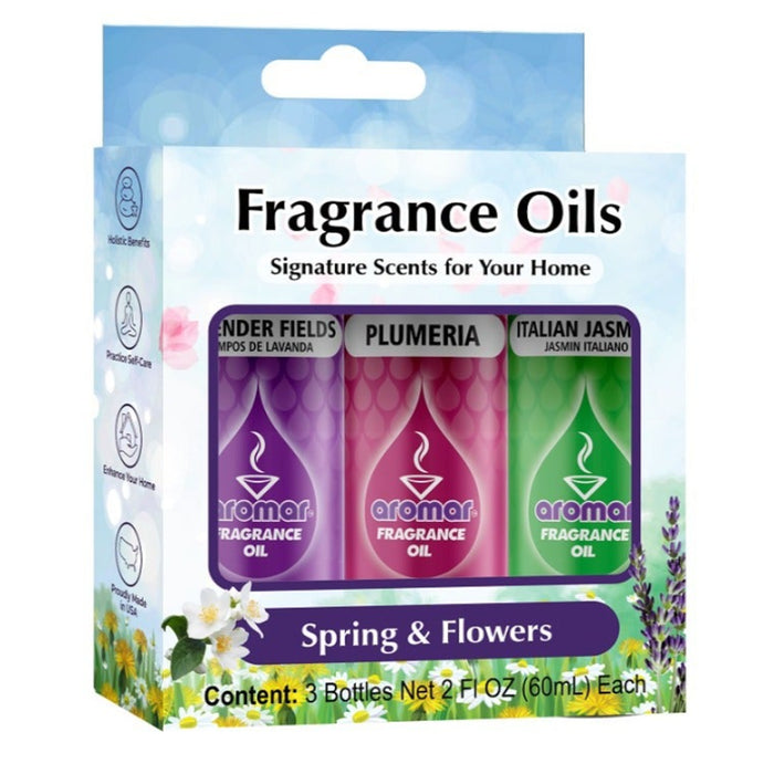 3 X Aromatherapy Set Lavender Plumeria Jasmine Flowers Fragrance Oils Diffuser