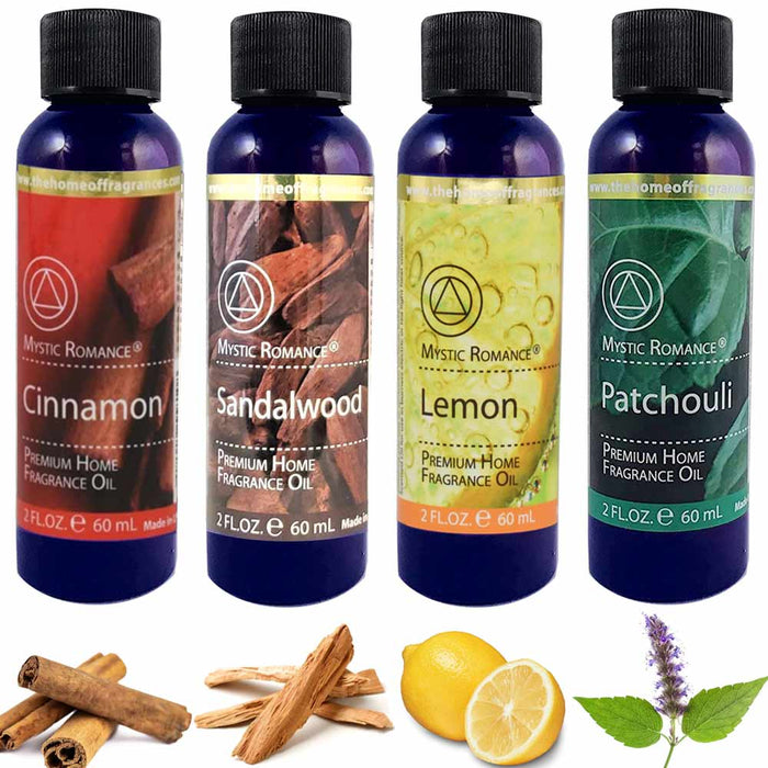 4 Pc Assorted Scents Aroma Therapy Oil Home Fragrance Air Diffuser Burner 2oz
