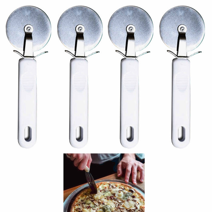 4 X Stainless Steel Pizza Cutter Sharp Wheel Blade Pie Slicer Heavy Duty Kitchen