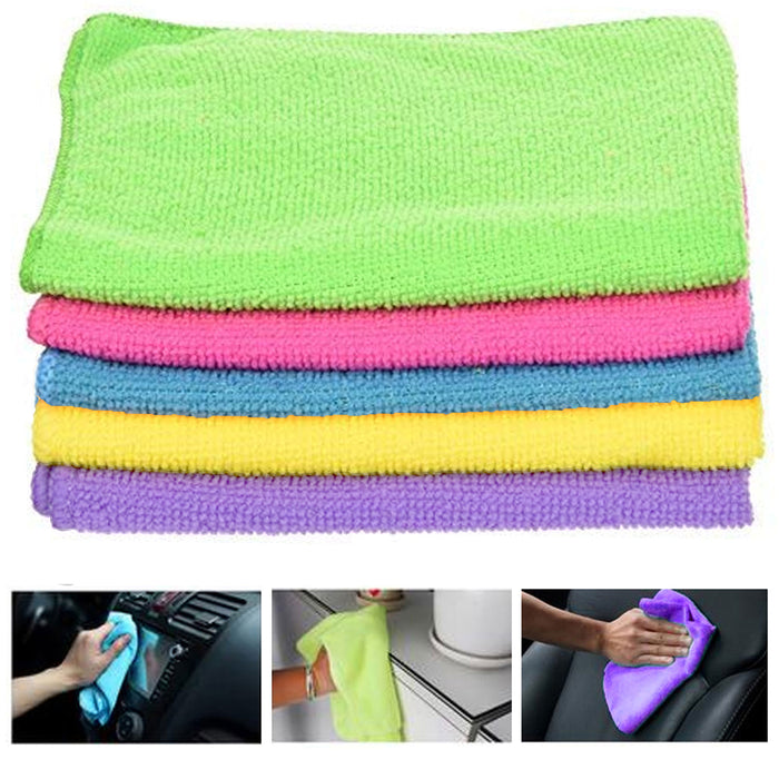 10 Pc Microfiber Cleaning Cloth Set Towel Rag Car Polishing Detailing No-Scratch