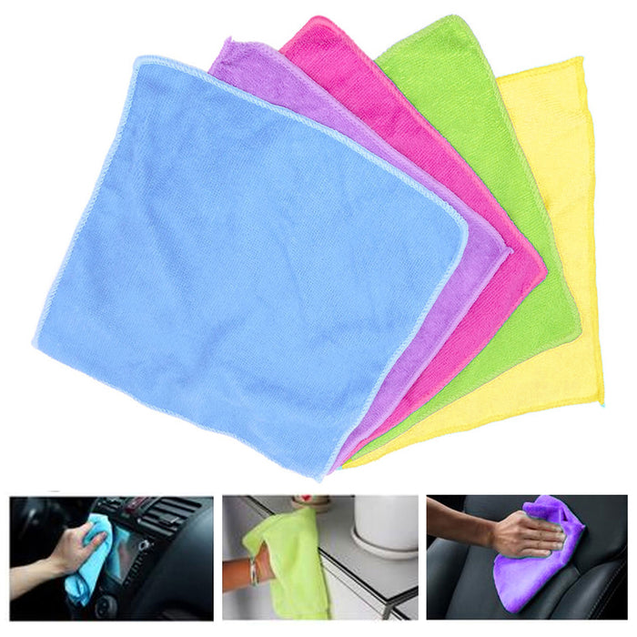 5 Pc Multi Purpose Cleaning Microfiber Cloths Set Rag Window Cleaner Towel Car