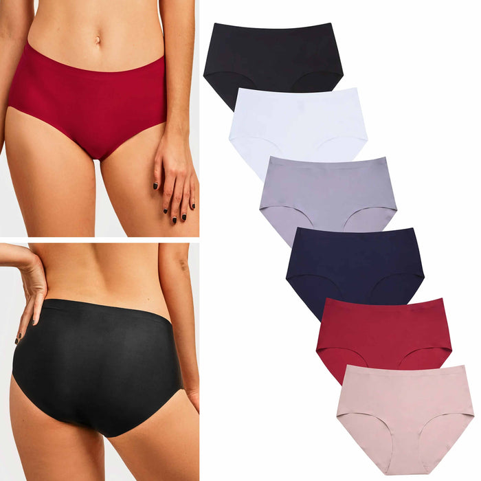 6 Pc Women's No Show Brief Panty Hipster Panties Underwear