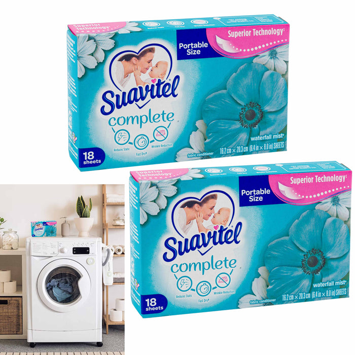 2 Packs Dryer Sheets Laundry Fabric Softener Conditioner Waterfall Mist Scented