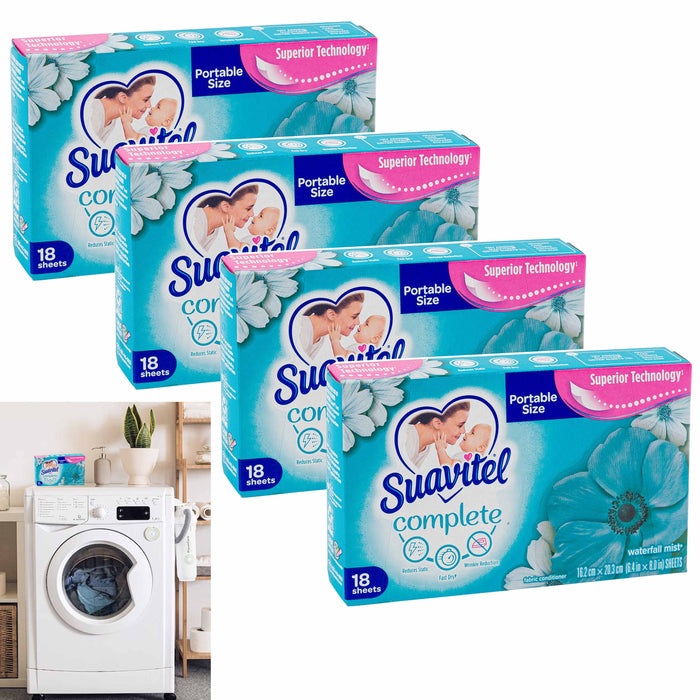 4 Packs Fabric Softener Dryer Sheets Laundry Conditioner Waterfall Mist Scented