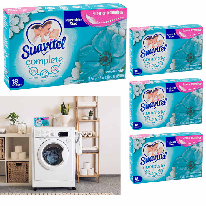 4 Packs Fabric Softener Dryer Sheets Laundry Conditioner Waterfall Mist Scented
