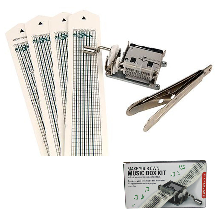 Kikkerland Mechanical Music Box Set Paper Strip Make Your Own Songs Compose Gift