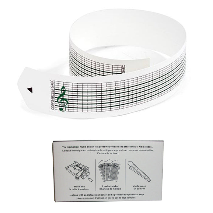 Kikkerland Mechanical Music Box Set Paper Strip Make Your Own Songs Compose Gift