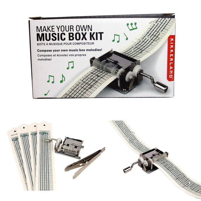 Kikkerland Mechanical Music Box Set Paper Strip Make Your Own Songs Compose Gift