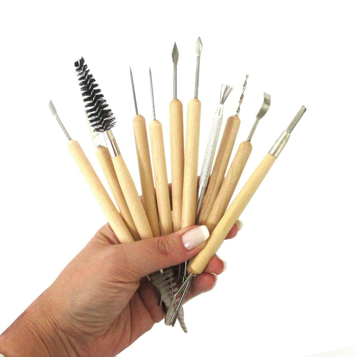 11 PC Clay Tools Pottery Sculpting Tool Supplies Wooden Handle Carving Tool Set