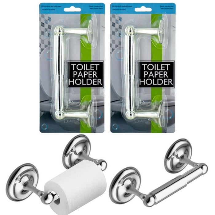 2 Pack Toilet Paper Holder Bathroom Hardware Bath Accessory Plastic Chrome STD