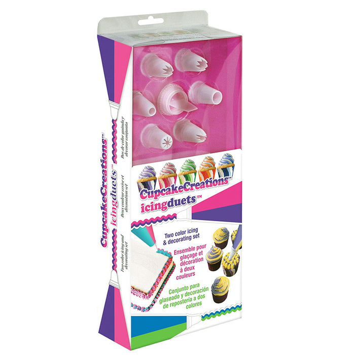 Frosting Decorator Piping Bag Cupcake Icing Decoration 2 Color 6 Nozzle Baking