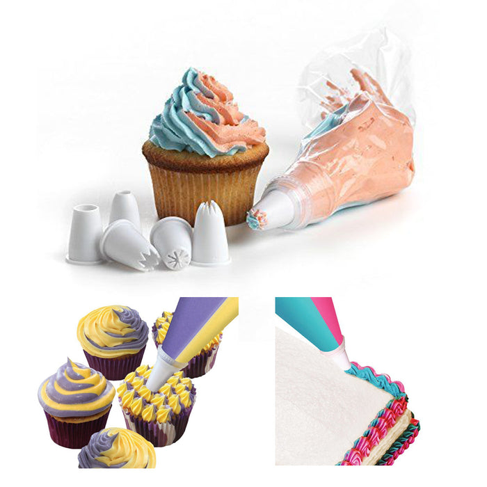 Frosting Decorator Piping Bag Cupcake Icing Decoration 2 Color 6 Nozzle Baking