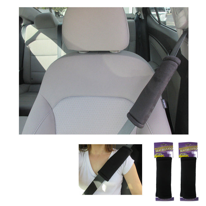 2Pc Black Seat Belt Pads Car Safety Soft Shoulder Strap Cover Cushion Truck Auto