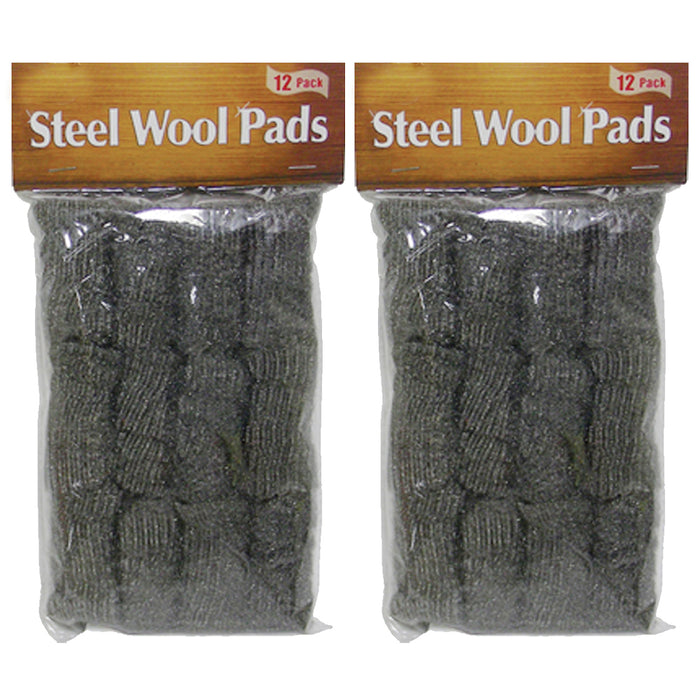 24 Pack Steel Wool Pads Kitchen Bathroom Wire Cleaning Ball Pan Cleaner Scouring