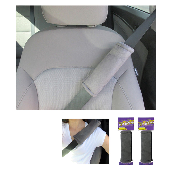 2Pc Grey Seat Belt Pads Car Safety Soft Shoulder Strap Cover Cushion Truck Auto