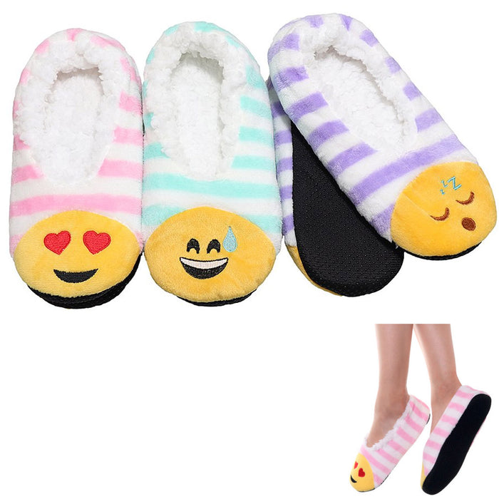 4 Pairs Cozy Warm Sherpa Lined Smile Slippers Non Slip Sherpa-Lined Women Winter