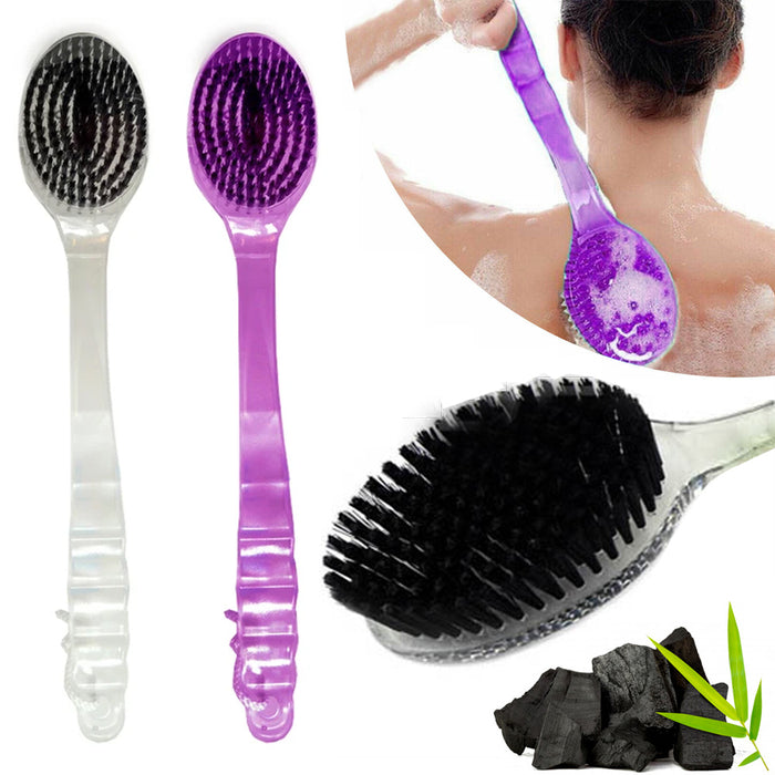 1pc Bamboo Charcoal Bath Brush Back Scrub Scrubber Massager Body Shower Back 14"