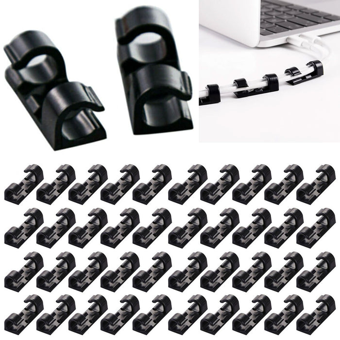 40 X Self-Adhesive Cable Clip Organizer Finisher Wire Clamp Cord Securing Line