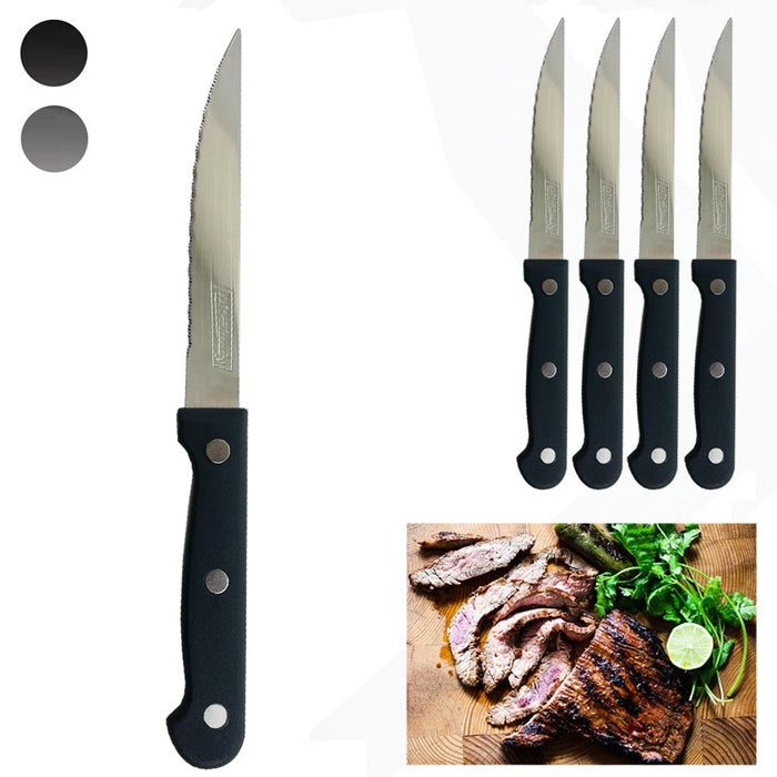 4PC Steak Knives Stainless Steel Serrated Knife Utensil Slice Cutlery Kitchen