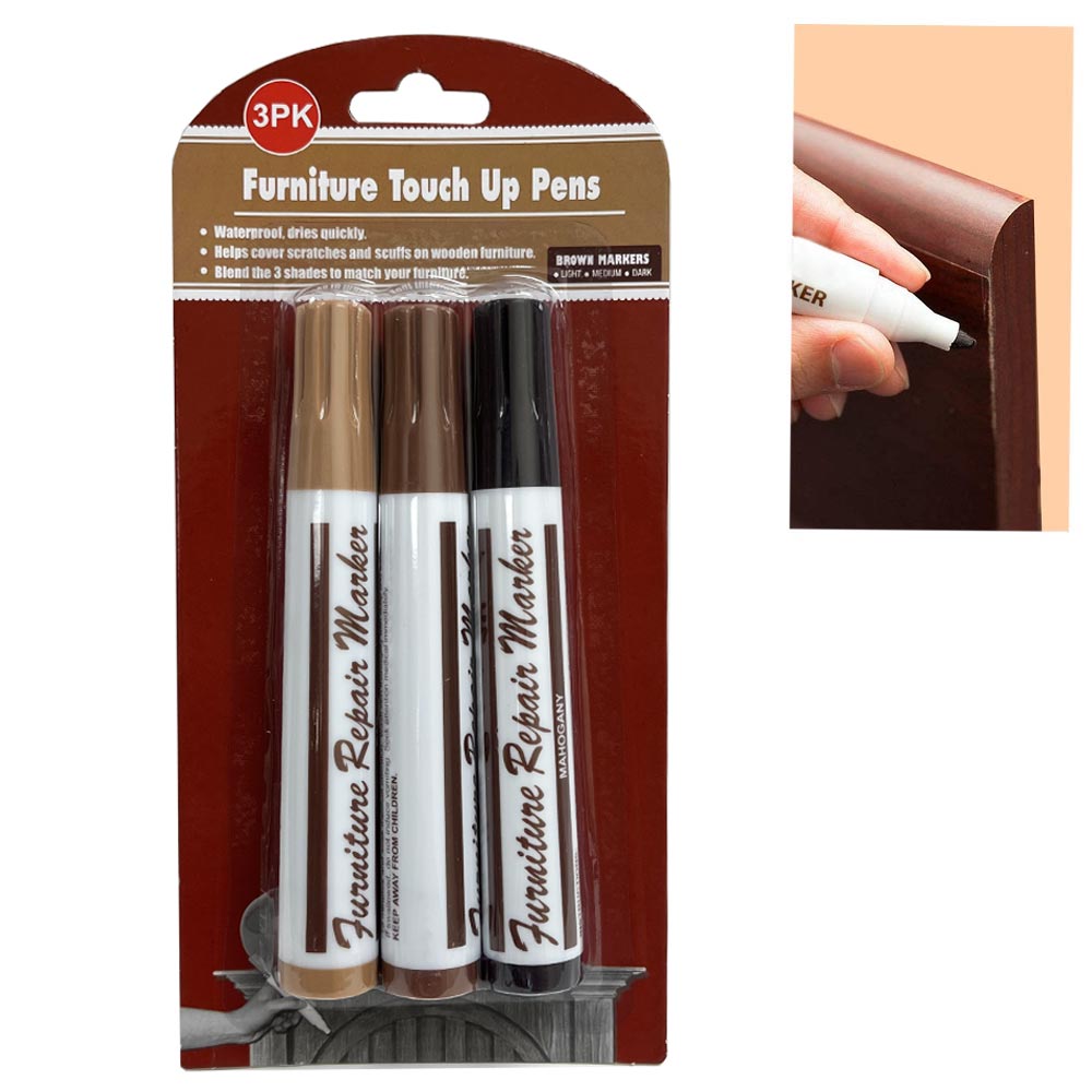 7Pc Wood Furniture Touch Up Kit Marker Pen Wax Scratch Filler
