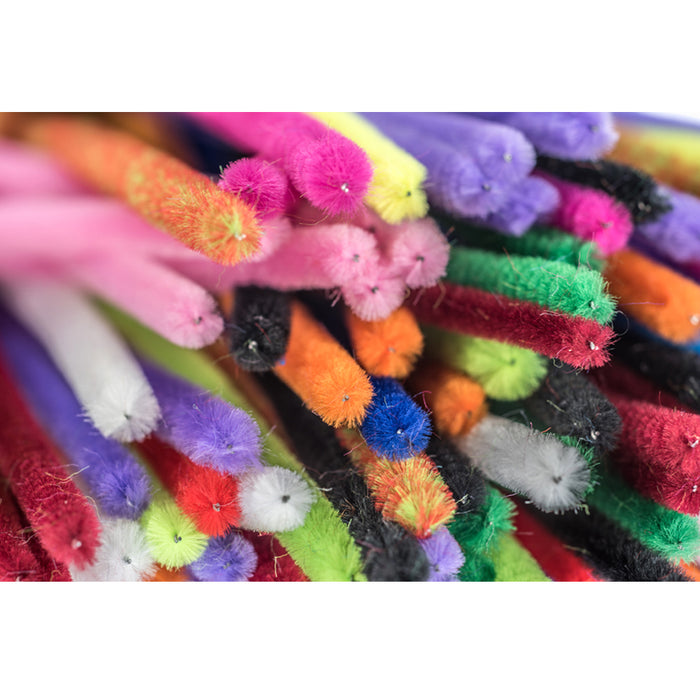 300 Craft Sticks Chenille Stems Pipe Cleaners 12" Assorted Colors Gun Cleaning
