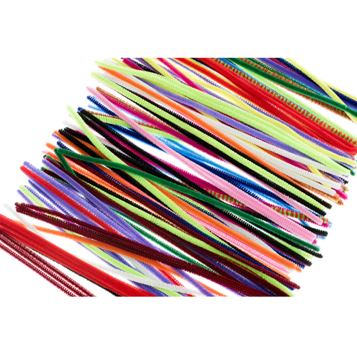 300 Craft Sticks Chenille Stems Pipe Cleaners 12" Assorted Colors Gun Cleaning