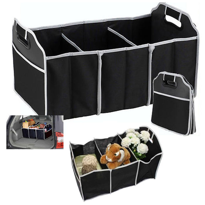 2 Black Storage Bin Trunk Organizer Collapsible Folding Caddy Car Truck Auto Bag