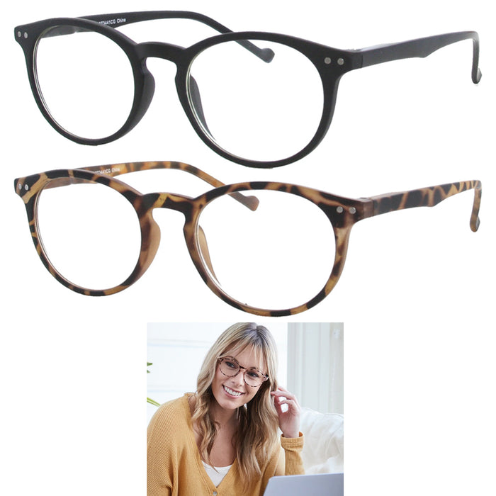 2 Pair Round Blue Light Blocking Computer Screen Glasses Techies Lens Eyeglasses