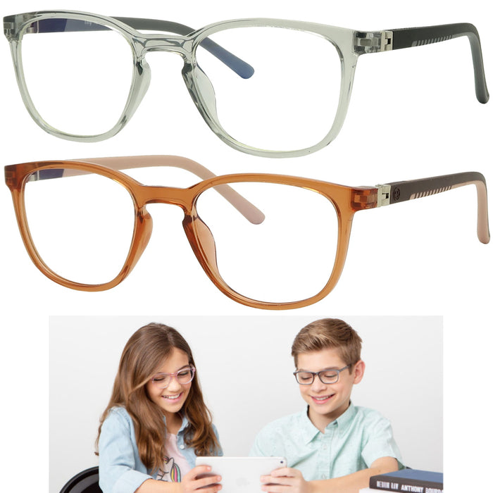 2 Pair Kids Blue Light Blocking Computer Tablet Glasses Lens Childrens Eyewear