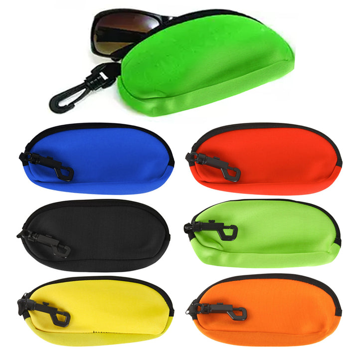 2 Floating Zipper Neoprene Pouch w Clip Hook Sunglass Eyeglass Soft Case Sunnies
