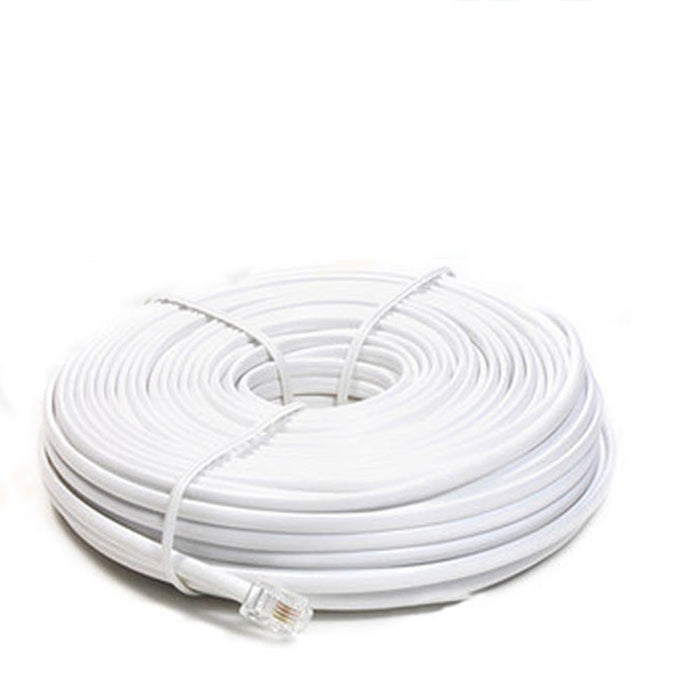 NEW 50 FT FOOT TELEPHONE PHONE EXTENSION CORD CABLE LINE WIRE WHITE RJ11 MODULAR
