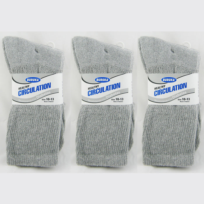 6 Pairs Diabetic Crew Circulation Socks Health Support Cotton Loose Fit Sz 10-13