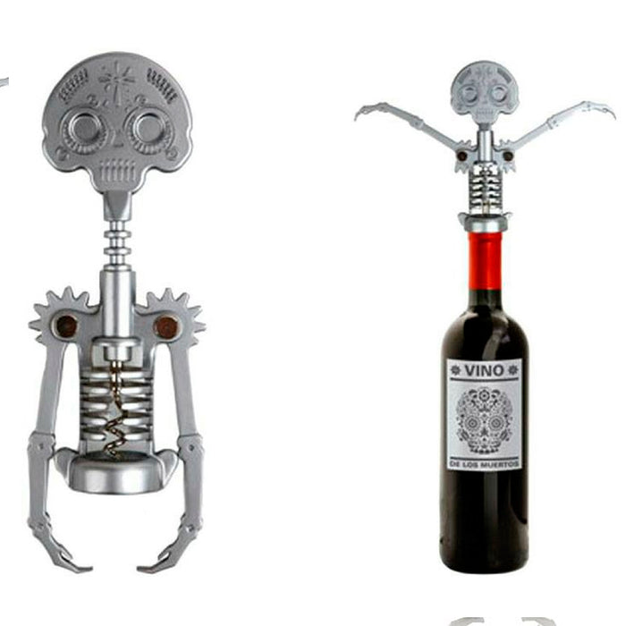 Dia De Muertos Dead Steel Skull Corkscrew Wine Bottle Opener Skeleton Kikkerland
