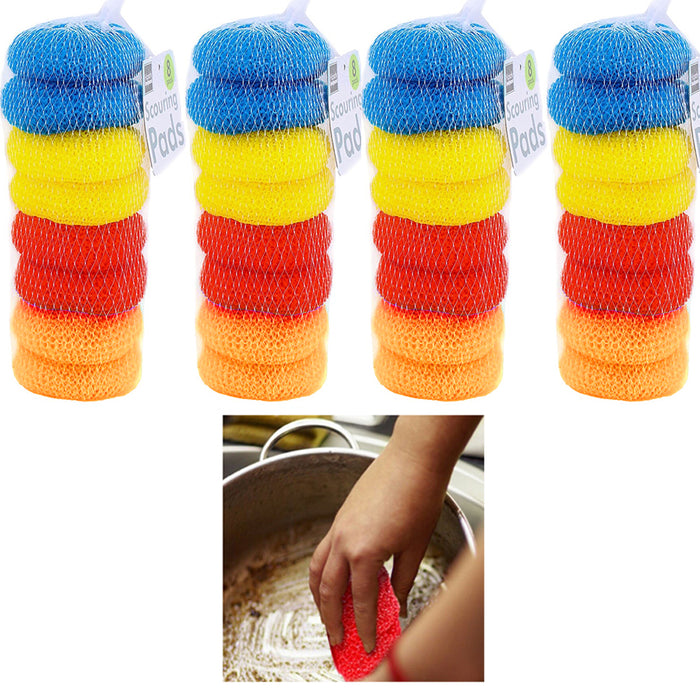 32 X Round Sponge Scouring Wash Pads Kitchen Dishes Cleaner Scour Scrub Cleaning
