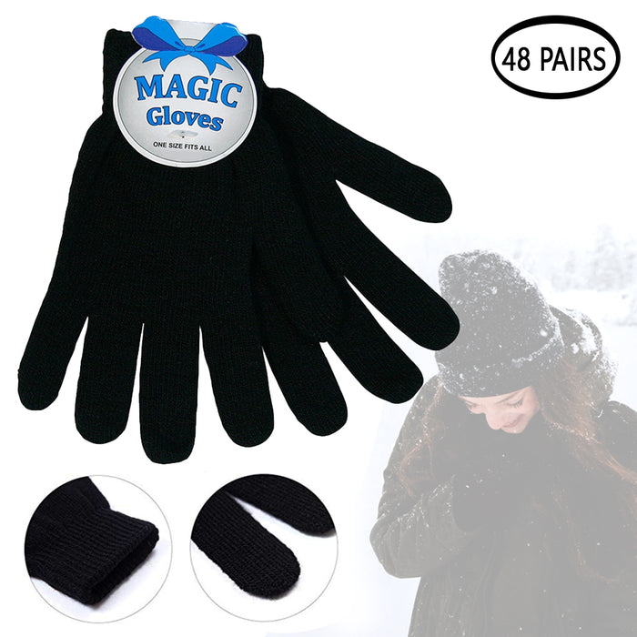 48 Pairs Snow Gloves Winter Soft Mittens Wholesale Bulk Warm Stretchy Men Women