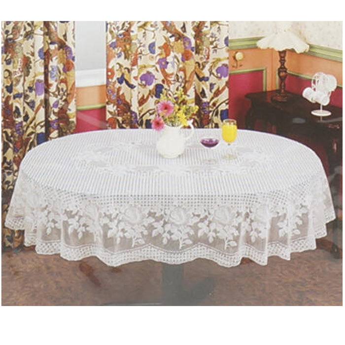 Oval Tablecloth Vinyl White 54" X 72" Design Table Cover Party Easy Wipe Clean