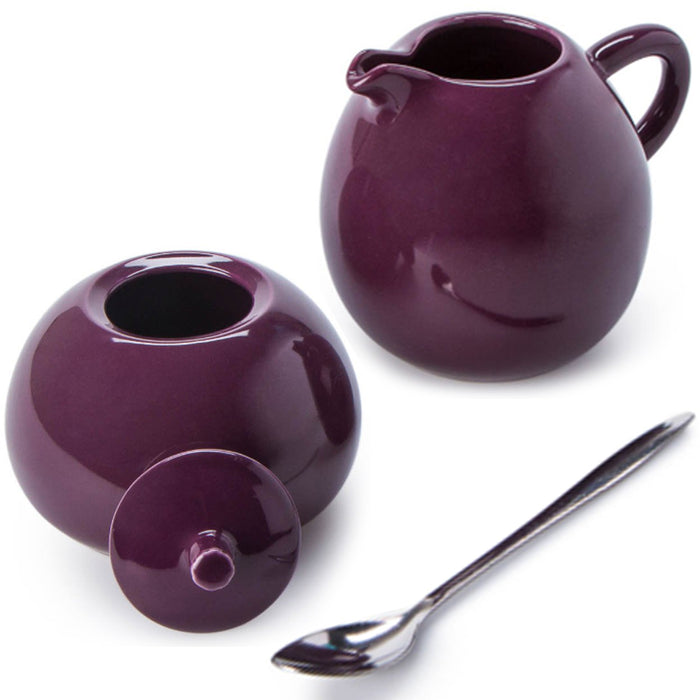 3 Pc Creamer Sugar Spoon Set Ceramic Cream Coffee Bowl Collectable Azucar Jar