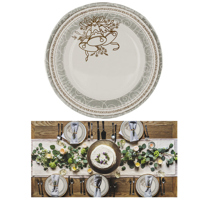 80 X Paper Plates Silver Gold Design Wedding Birthday Party Tableware 9" Dessert