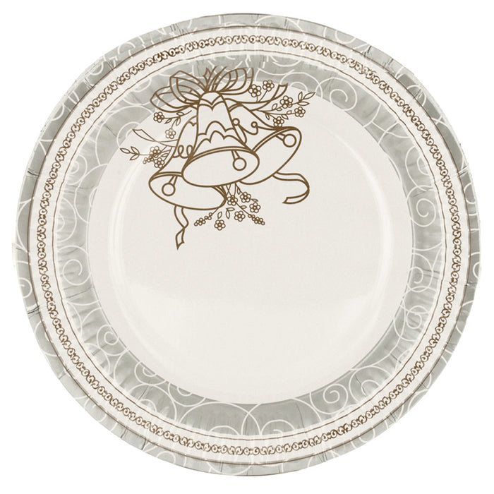 80 X Paper Plates Silver Gold Design Wedding Birthday Party Tableware 9" Dessert