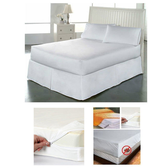 Full Size Bed Mattress Cover Zipper Plastic Dustproof Water Resistant Anti Bug