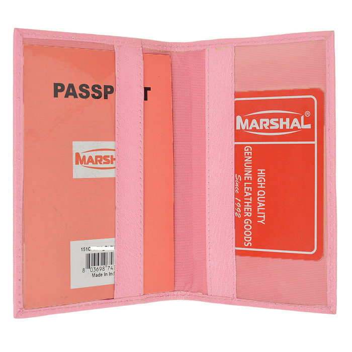 Pink Leather Passport Cover Holder ID Wallet Case Travel Gold Pass Port Emboss !