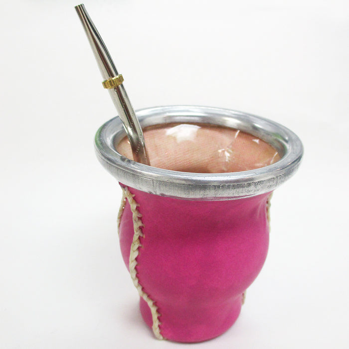 Argentina Mate Gourd Yerba Tea Glass Cup Rim Bombilla Straw Diet Drink Set 2881