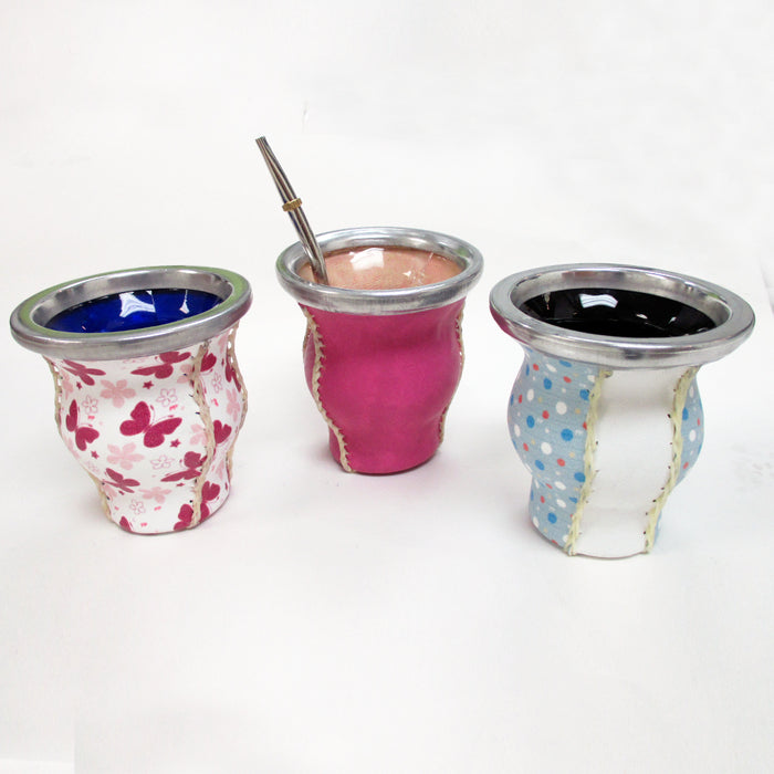 Argentina Mate Gourd Yerba Tea Glass Cup Rim Bombilla Straw Diet Drink Set 2881