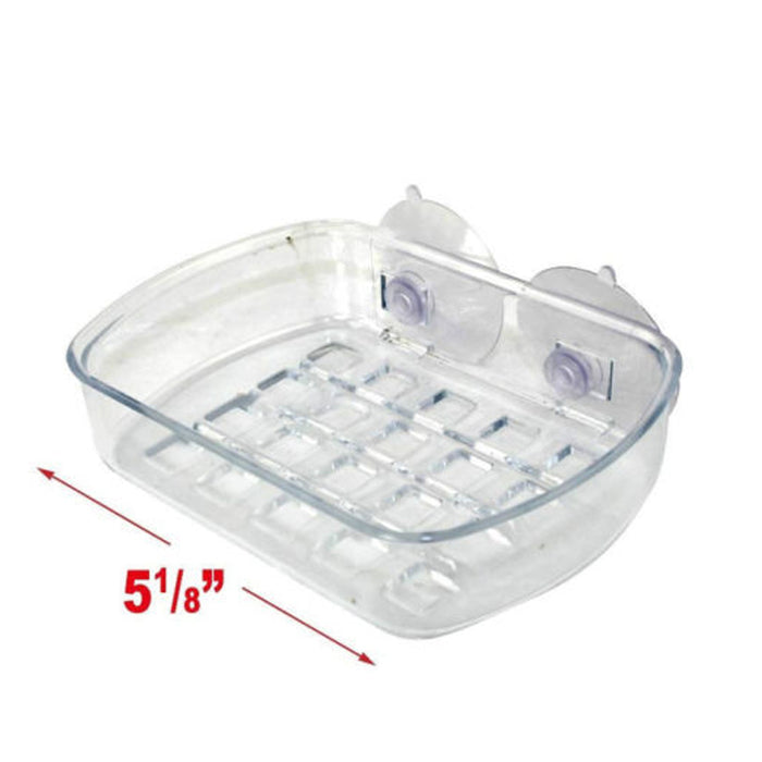 2 Soap Dish Suction Wall Holder Bathroom Shower Cup Sponge Basket Tray Sink