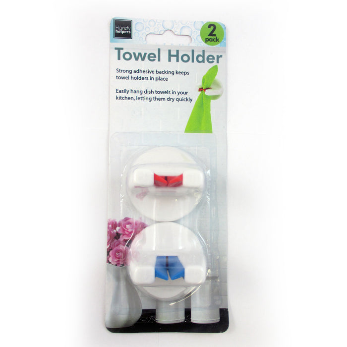 2 Kitchen Bathroom Self Adhesive Tea Towel Dishcloth Grip Holder Hanger Push In
