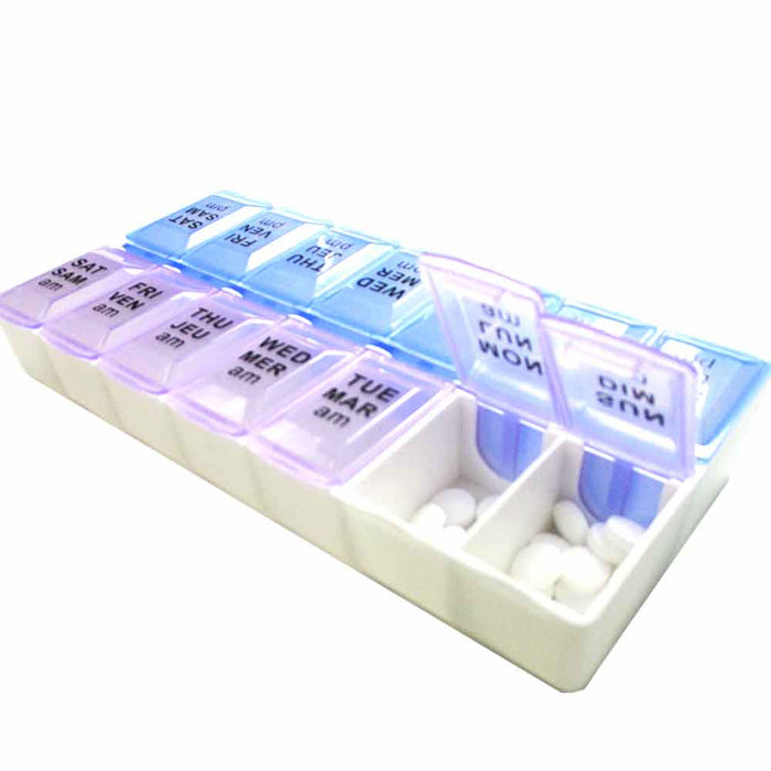 2 Pack Am Pm 7 Day Pill Box Organizer Medicine Tablet Daily Vitamin Case Holder