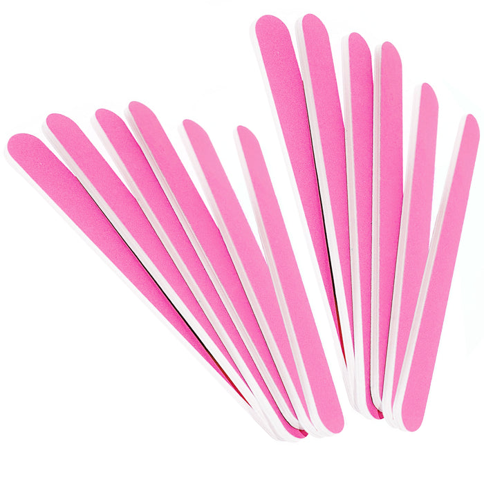 12 Pc Pink Nail File Fine Grit Pro Double Sided Manicure Emery Boards Salon Tool