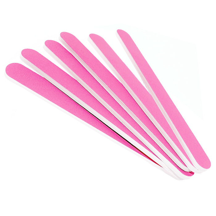 6 Pc Pro Double Sided Manicure Nail File Emery Boards Fine Grit Salon Tool Pink