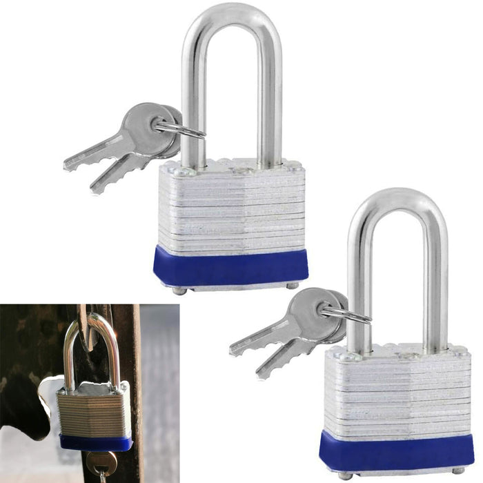 2 Pc Laminated Pad Locks 40mm Harden Steel Shackle Keys Security Self Storage