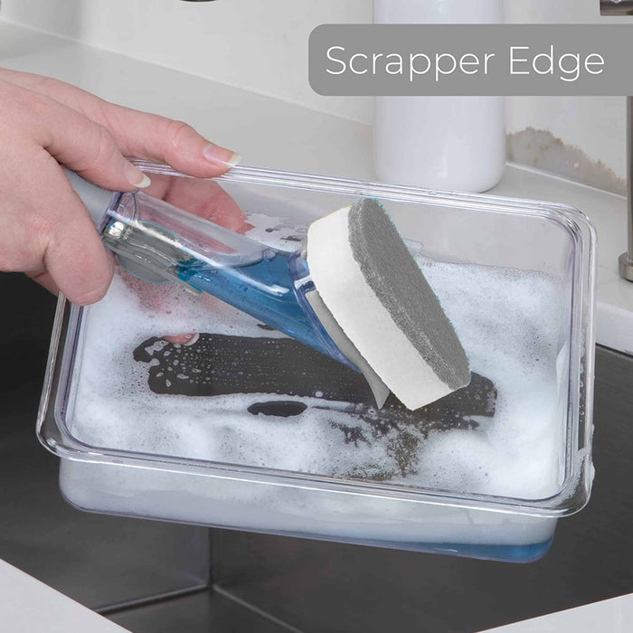 4 Soap Dispenser Dish Wand Dispensing Sponge Scrub Brush Kitchen Cleaner Refill